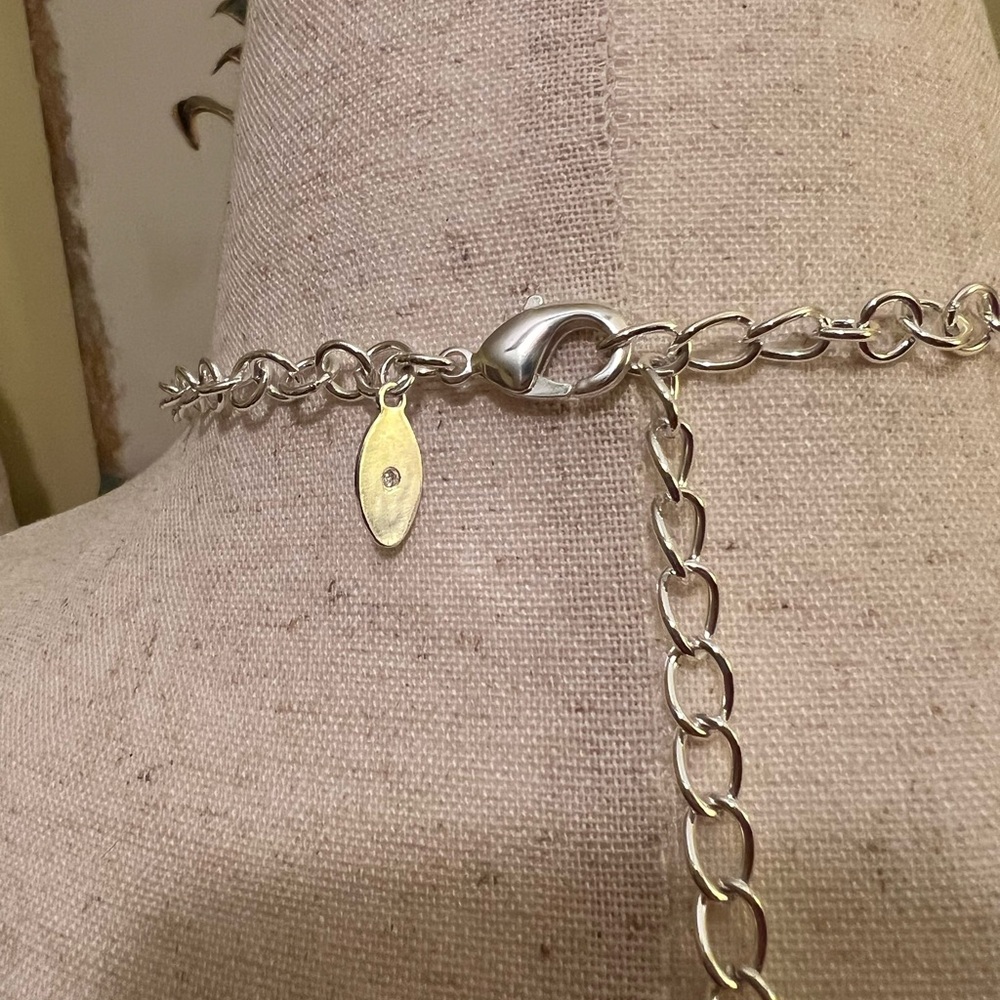 Chico’s Silver Layered Statement Necklace NWOT - Picture 6 of 8